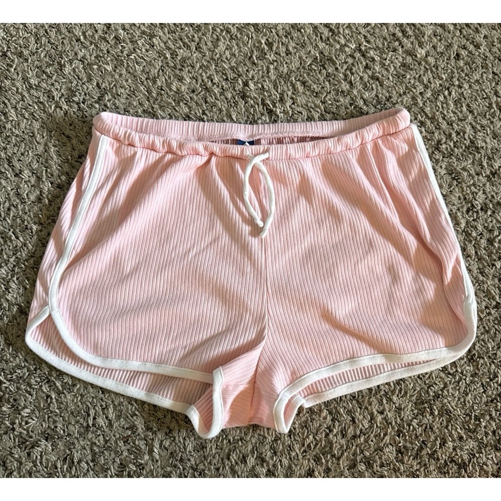 Old Navy Women's Pink White Ribbed Lounge Shorts Size Medium
